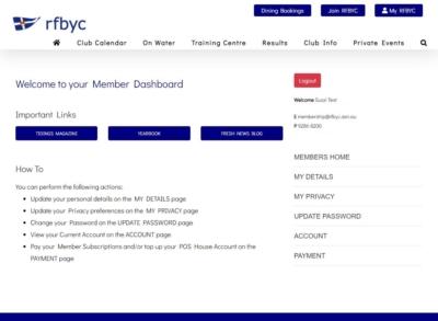 Using the website portal – RFBYC Members